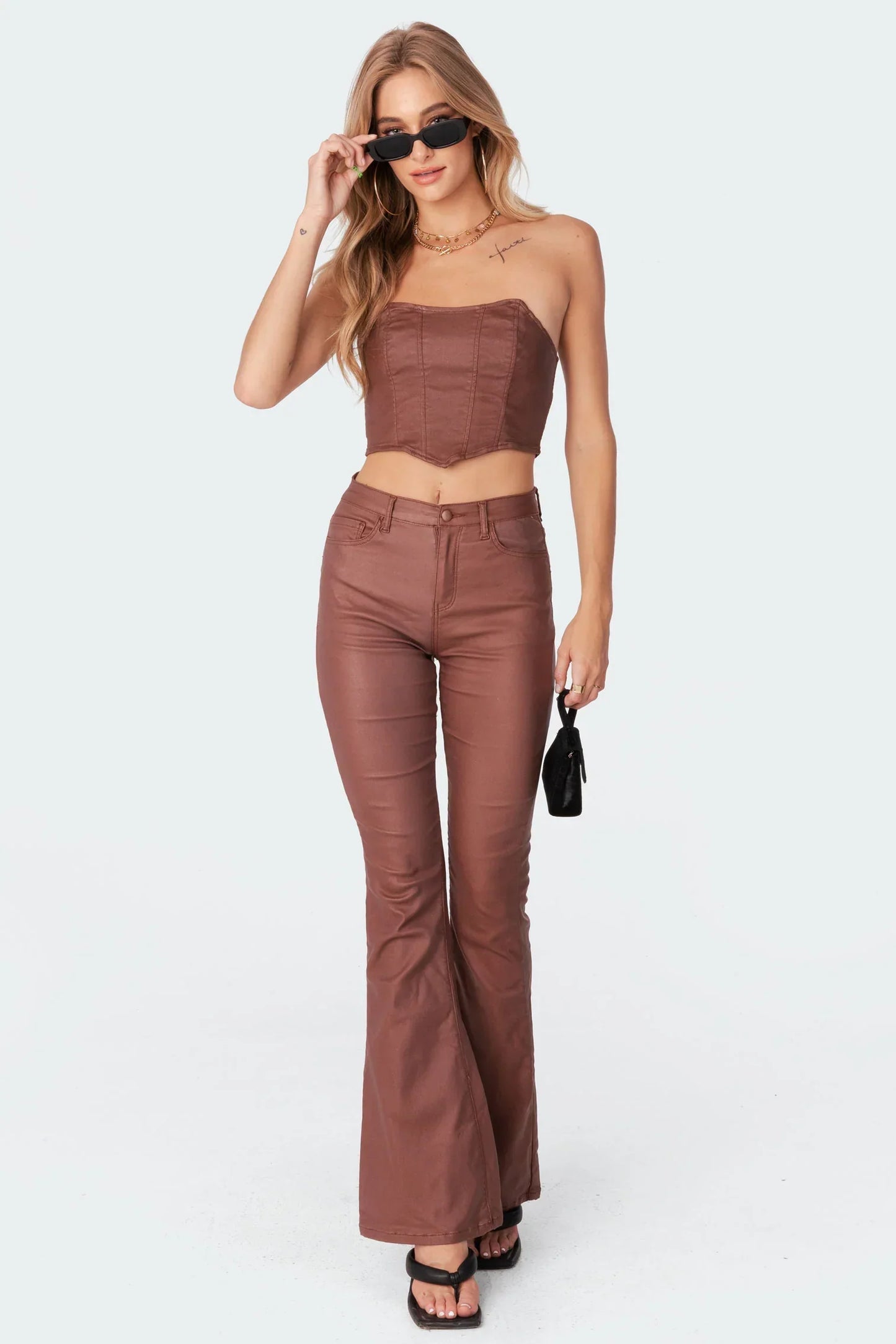 Lisa | Skinny Fit Leren Flare Jeans