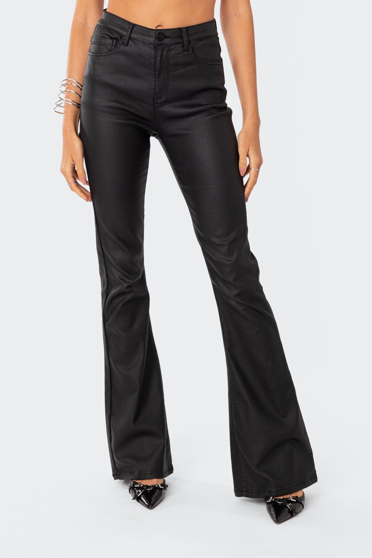 Lisa | Skinny Fit Leren Flare Jeans