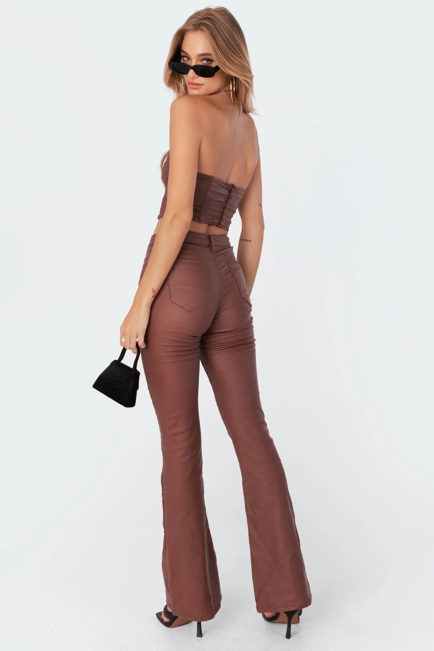 Lisa | Skinny Fit Leren Flare Jeans